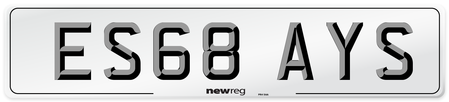 ES68 AYS Number Plate from New Reg